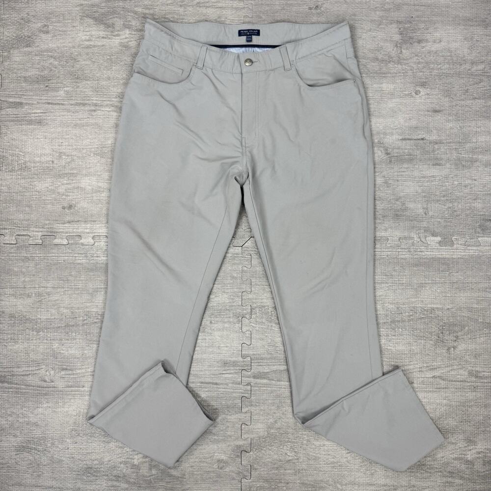 Peter Millar Crown Crafted Pants Mens 38x34 Gray Performance Golf 5 Pocket *READ